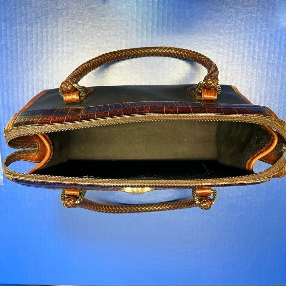 Vintage Brighton April Heart Leather Handbag Brown Black‎ Top Handle Purse